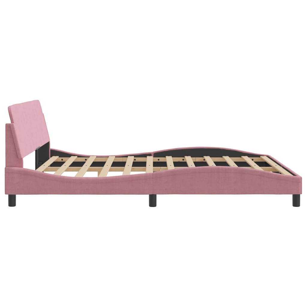 Cadre de lit et tête de lit sans matelas rose 180x200cm velours - XIOS