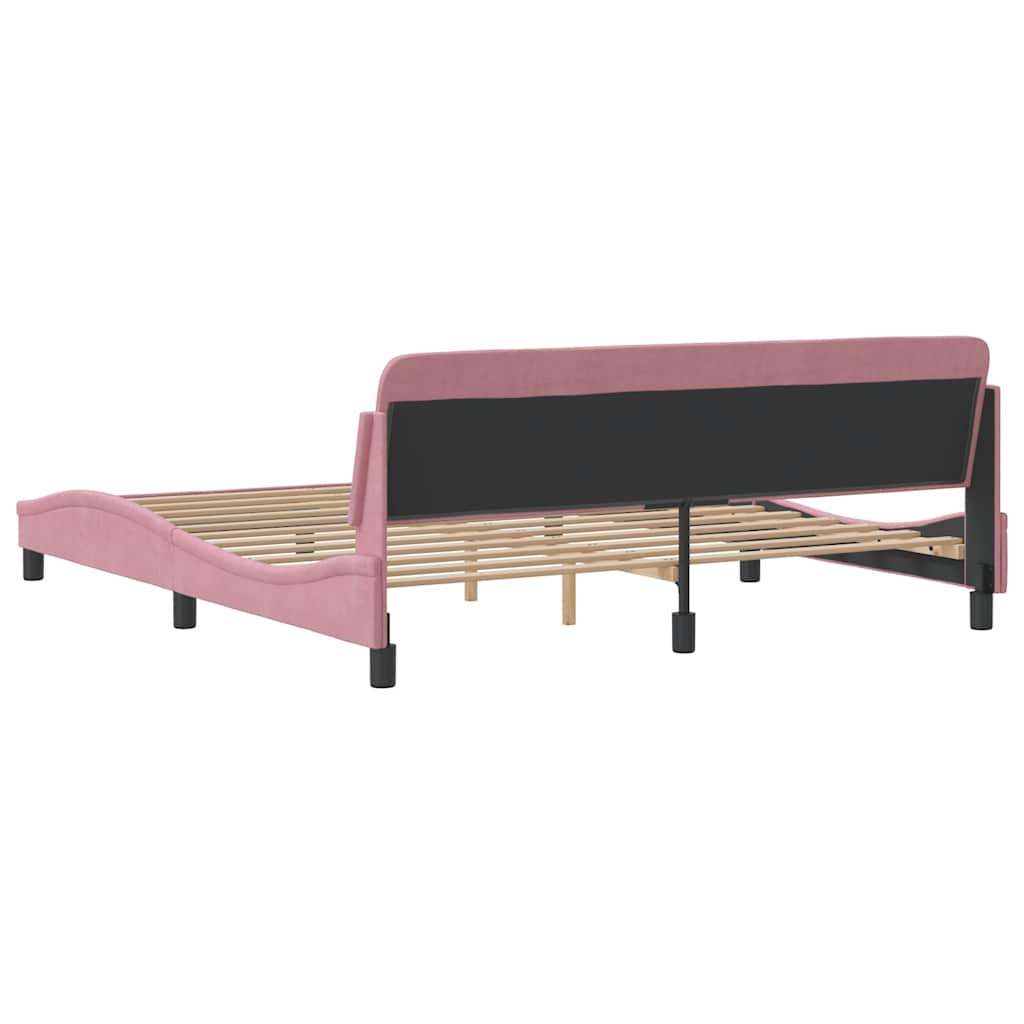 Cadre de lit avec tête de lit Dover rose 180x200cm velours