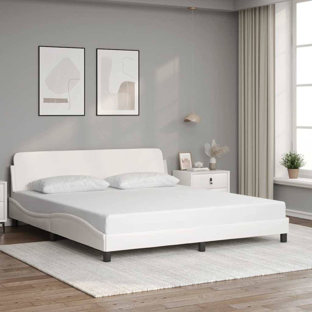 Cadre de lit Dover blanc 180x200 cm similicuir - XIOS