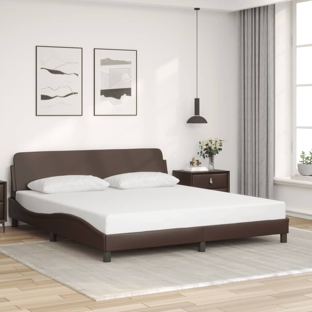 Cadre de lit sans matelas marron 180x200 cm similicuir - XIOS