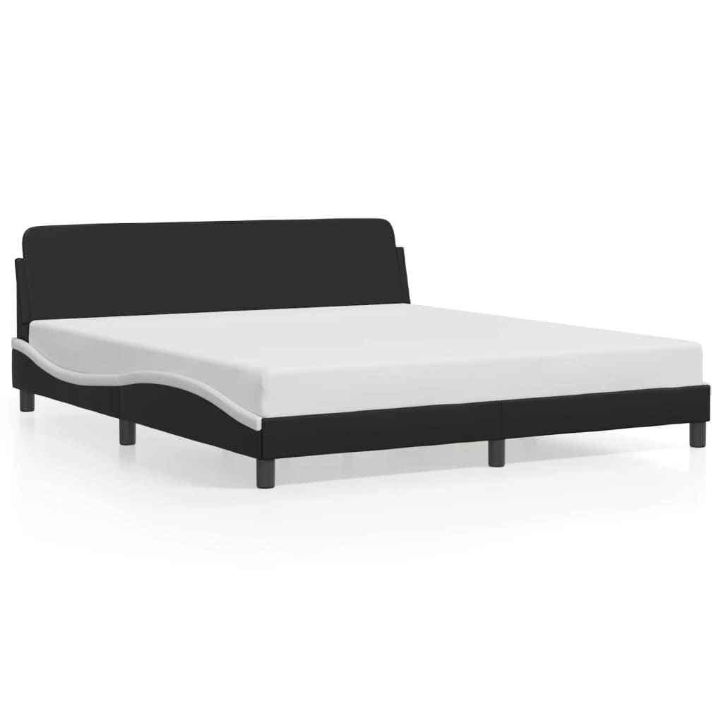 Cadre de lit sans matelas noir et blanc 180x200 cm similicuir - XIOS