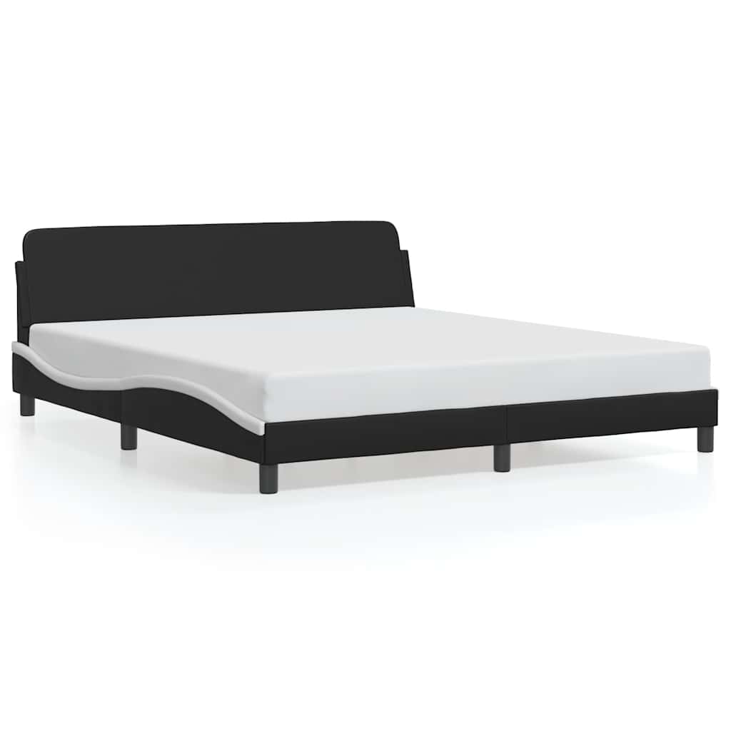 Cadre de lit Dover noir et blanc 180x200 cm similicuir