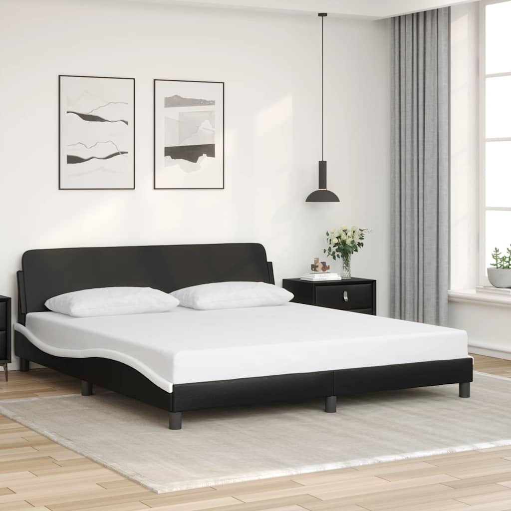 Cadre de lit Dover noir et blanc 180x200 cm similicuir