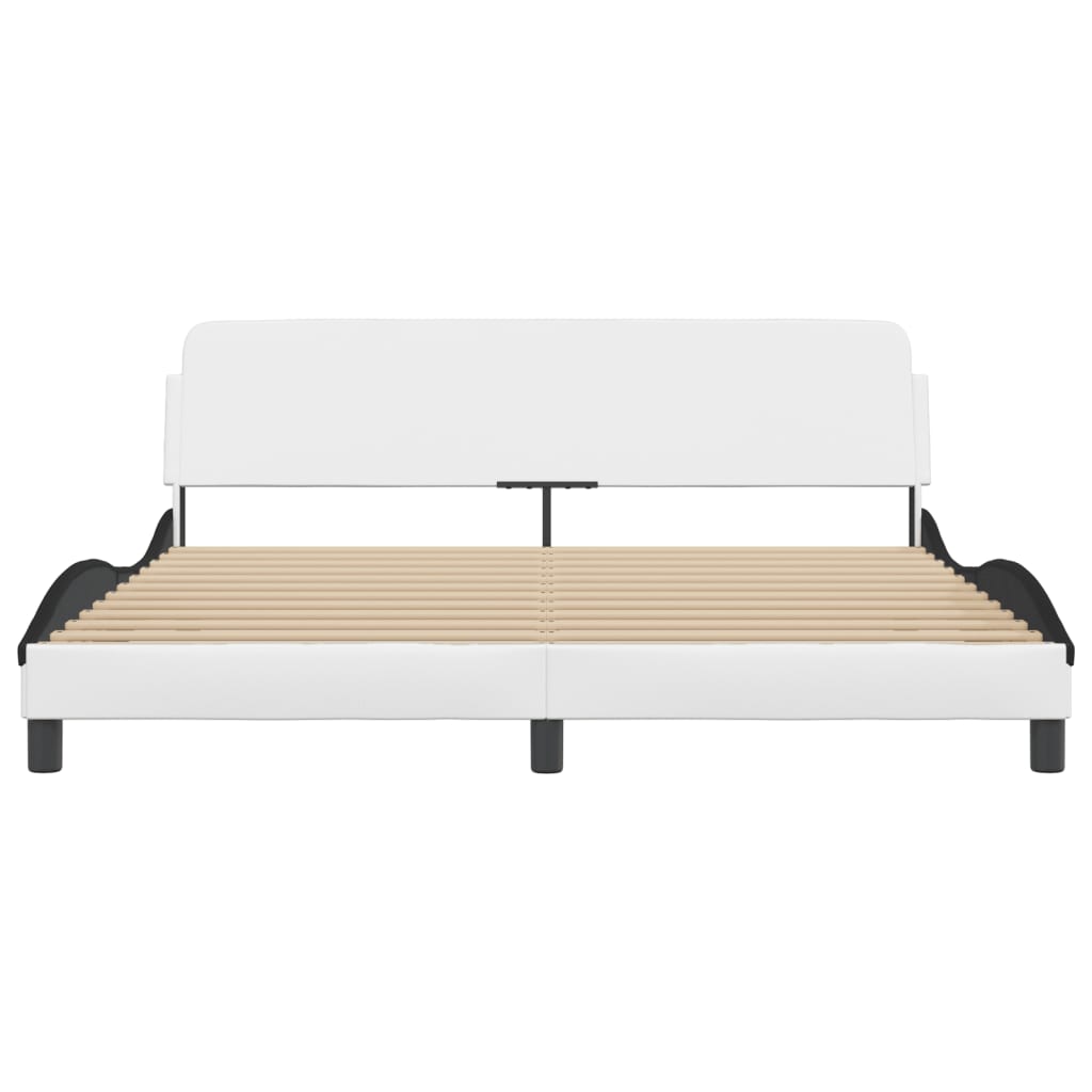 Cadre de lit sans matelas blanc et noir 180x200 cm similicuir - XIOS