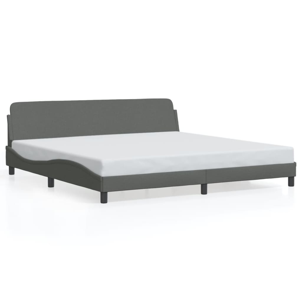 Cadre de lit sans matelas gris foncé 200x200 cm tissu - XIOS