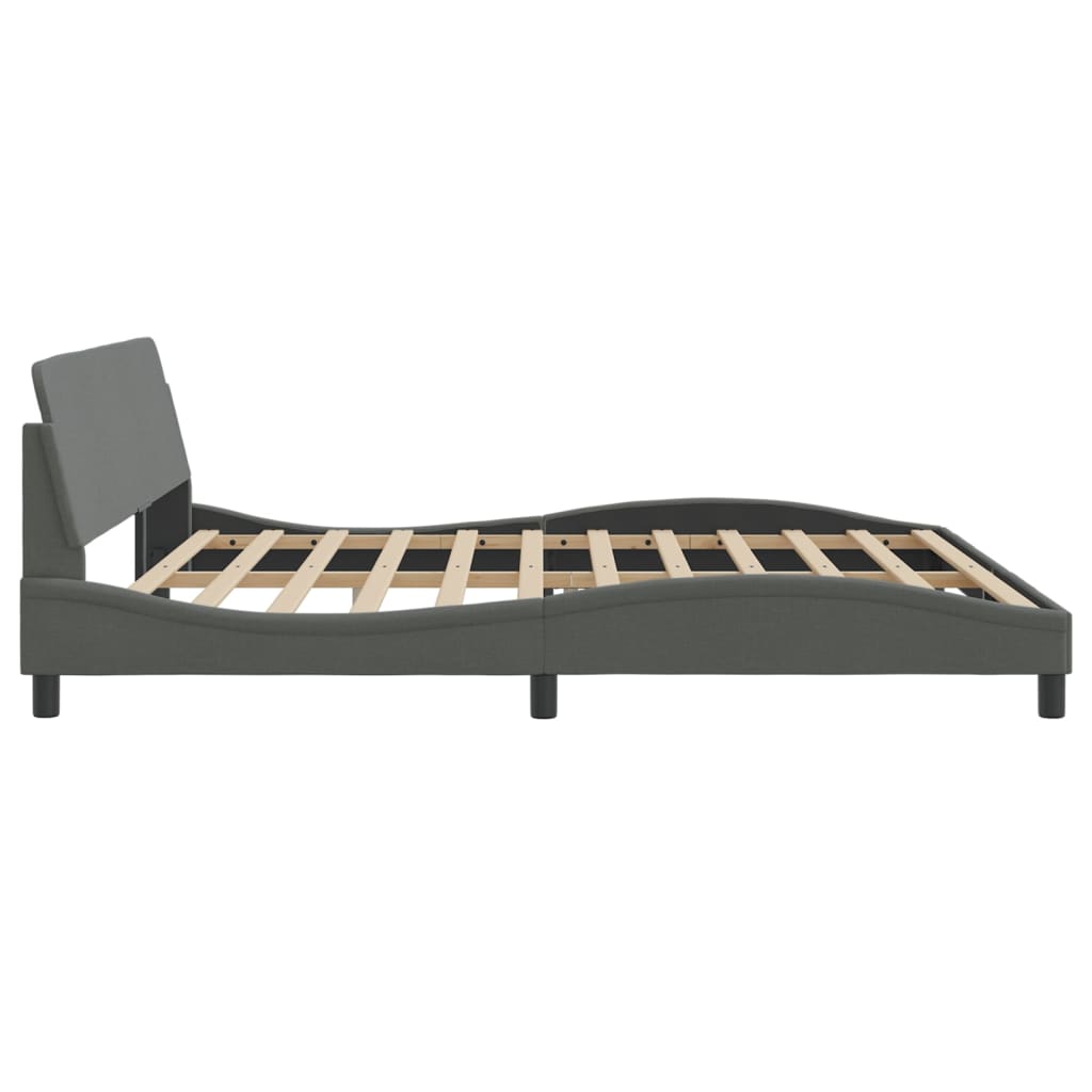 Cadre de lit sans matelas gris foncé 200x200 cm tissu - XIOS
