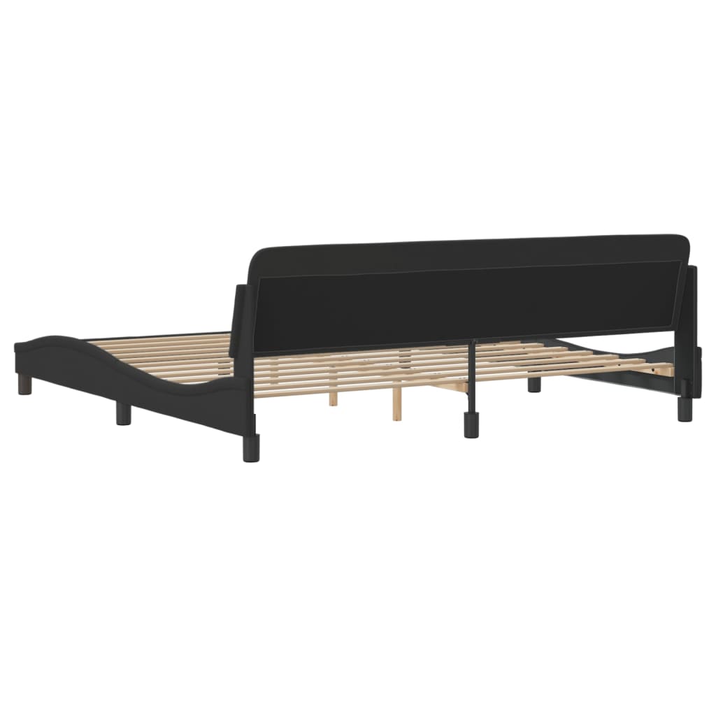 Cadre de lit sans matelas noir 200x200 cm tissu - XIOS