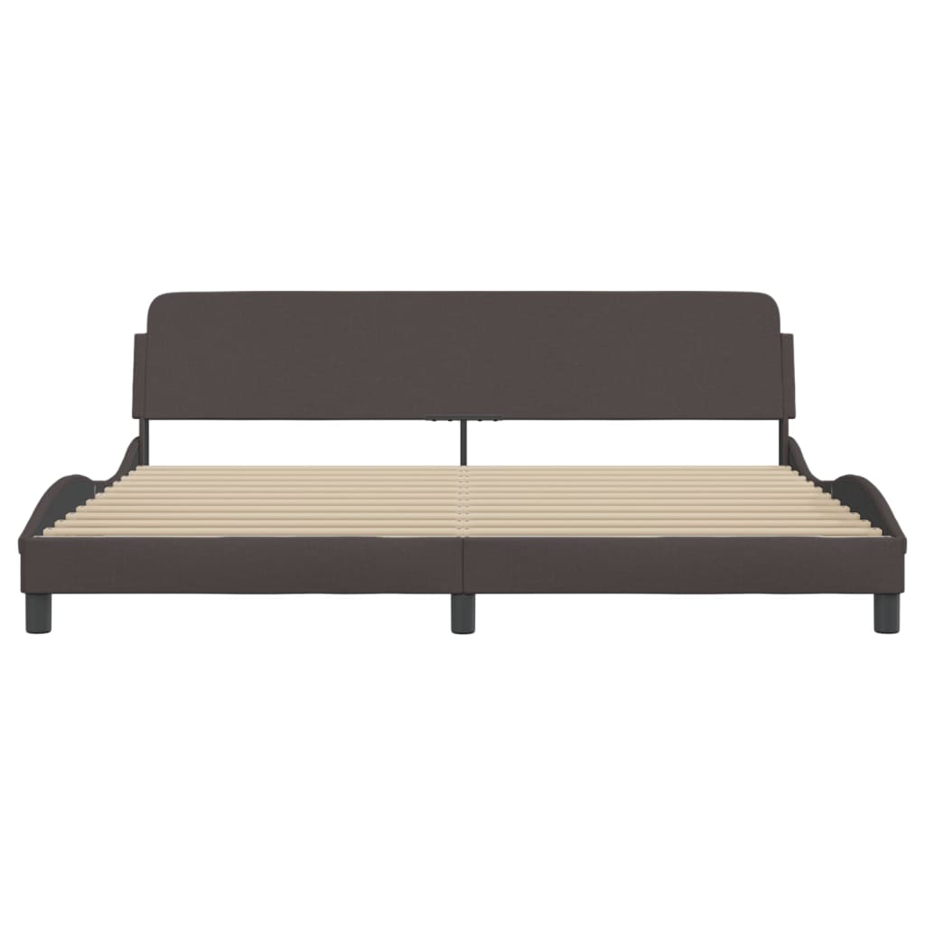 Cadre de lit sans matelas marron foncé 200x200 cm tissu - XIOS
