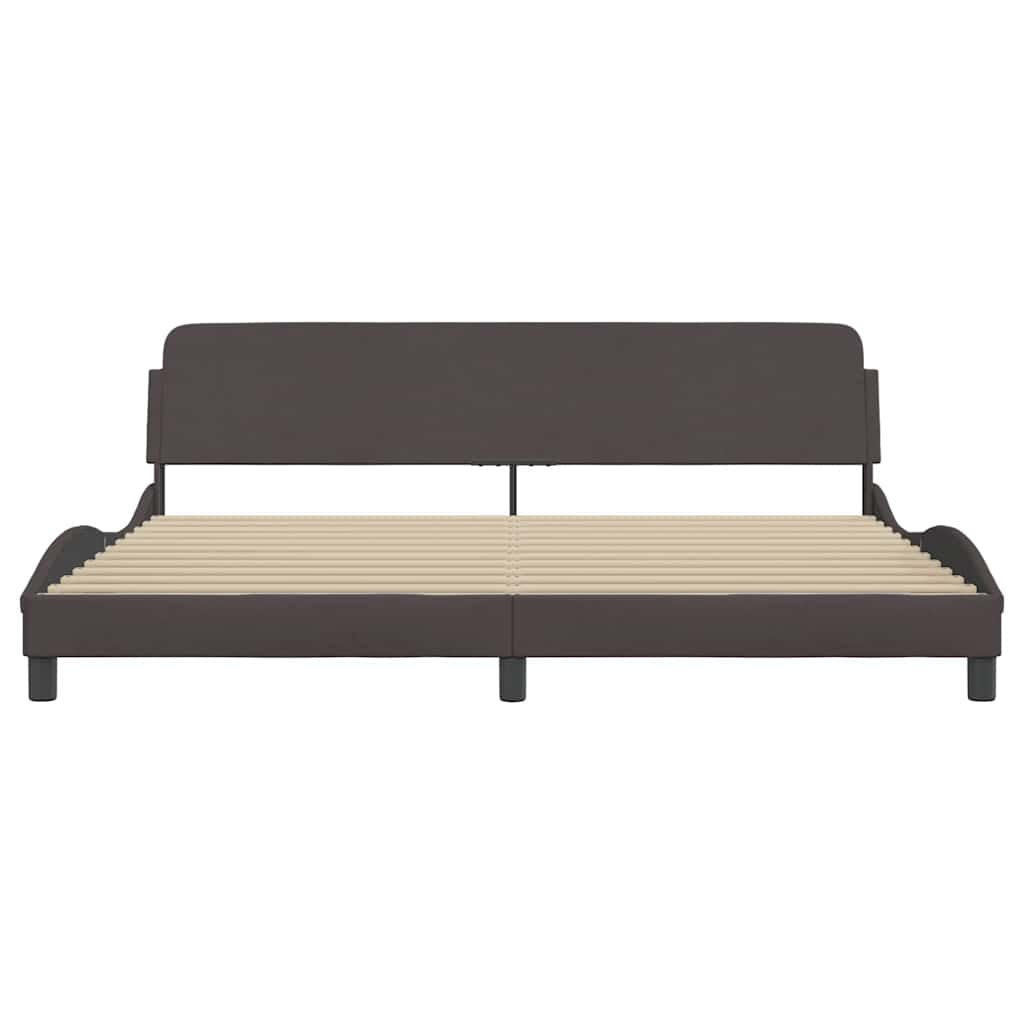 Cadre de lit Dover marron foncé 200x200 cm tissu