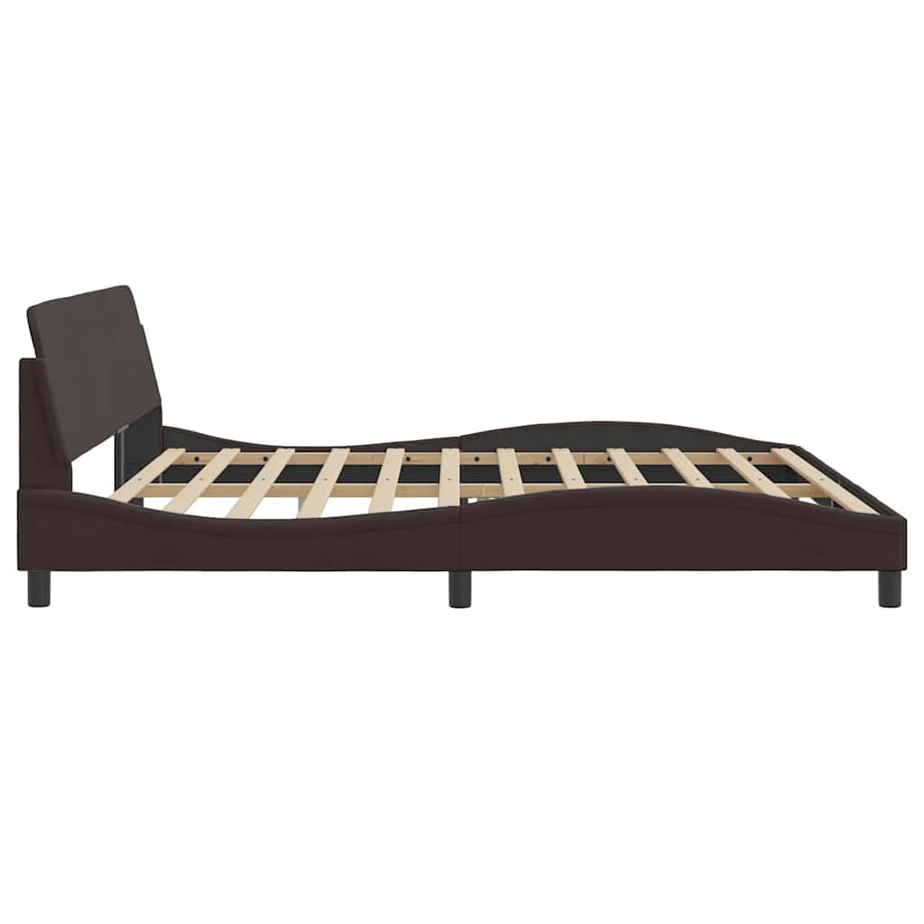 Cadre de lit Dover marron foncé 200x200 cm tissu