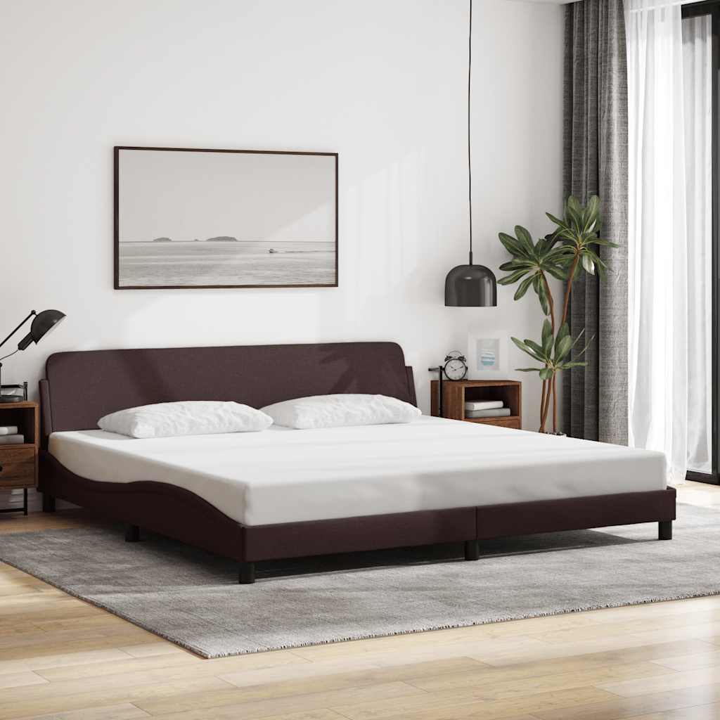 Cadre de lit Dover marron foncé 200x200 cm tissu