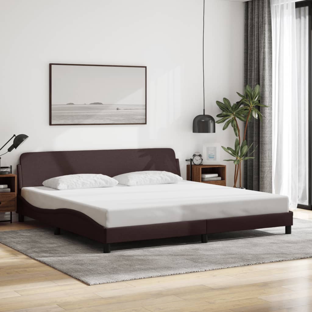 Cadre de lit sans matelas marron foncé 200x200 cm tissu - XIOS