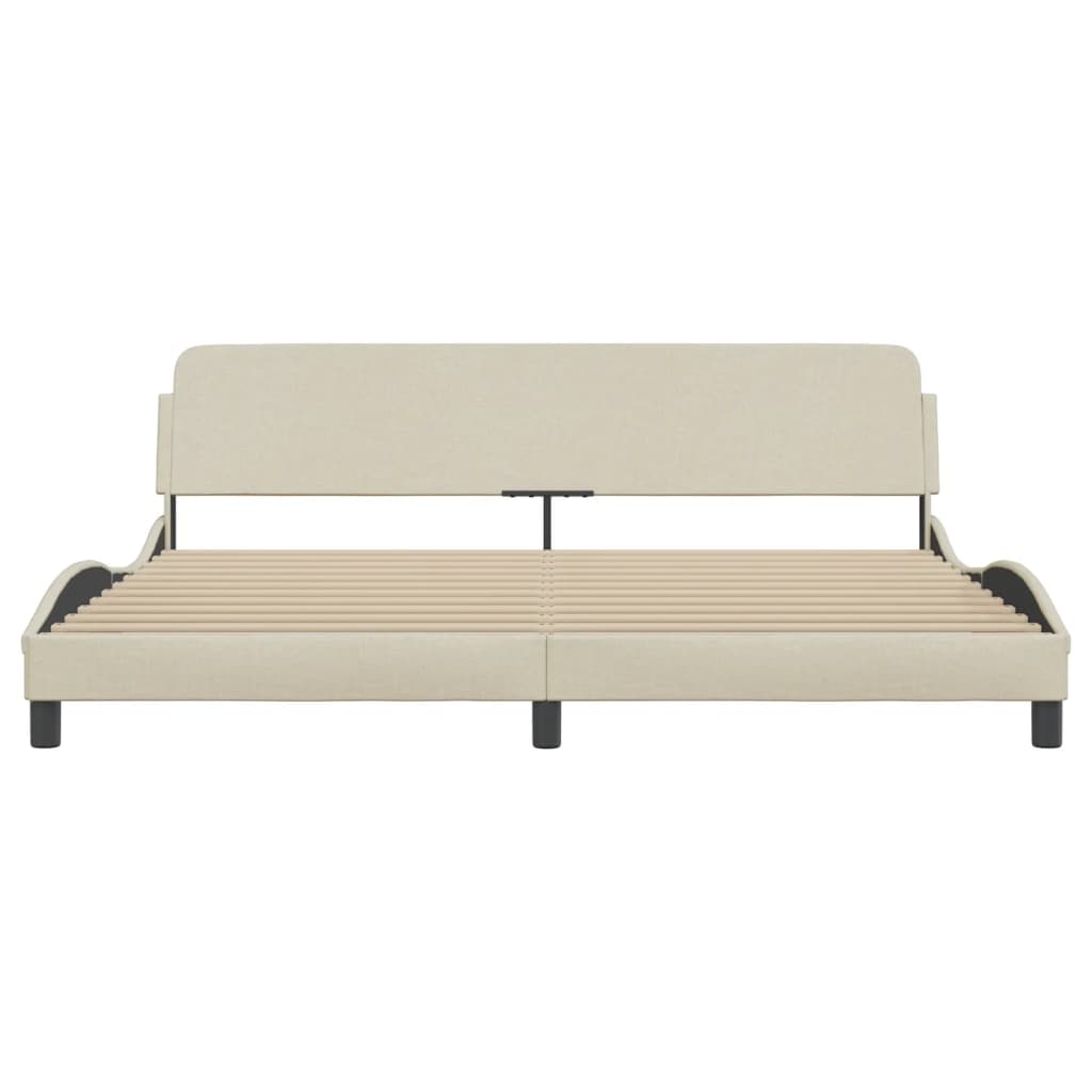Cadre de lit sans matelas crème 200x200 cm tissu - XIOS