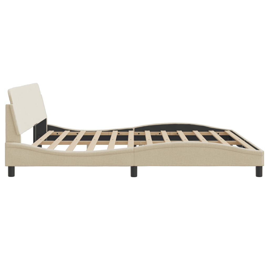 Cadre de lit sans matelas crème 200x200 cm tissu - XIOS