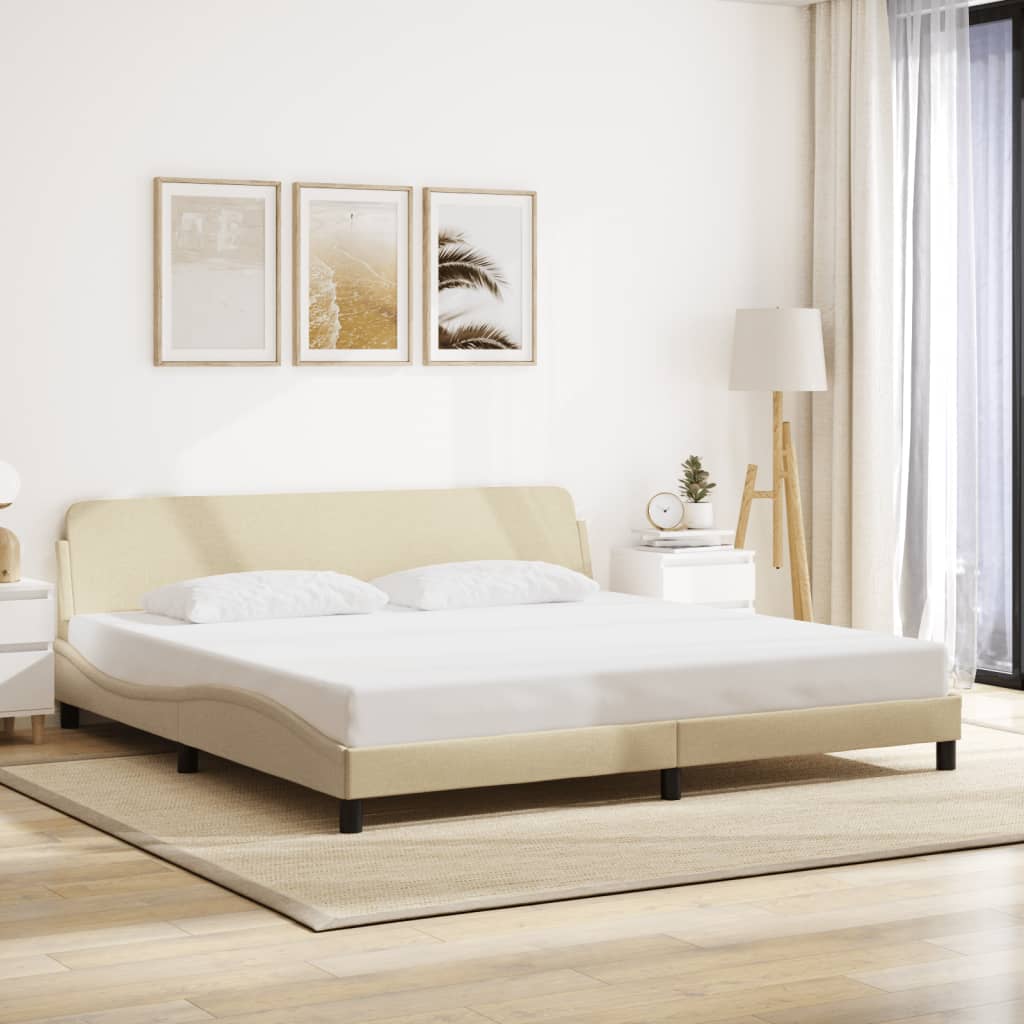 Cadre de lit sans matelas crème 200x200 cm tissu - XIOS