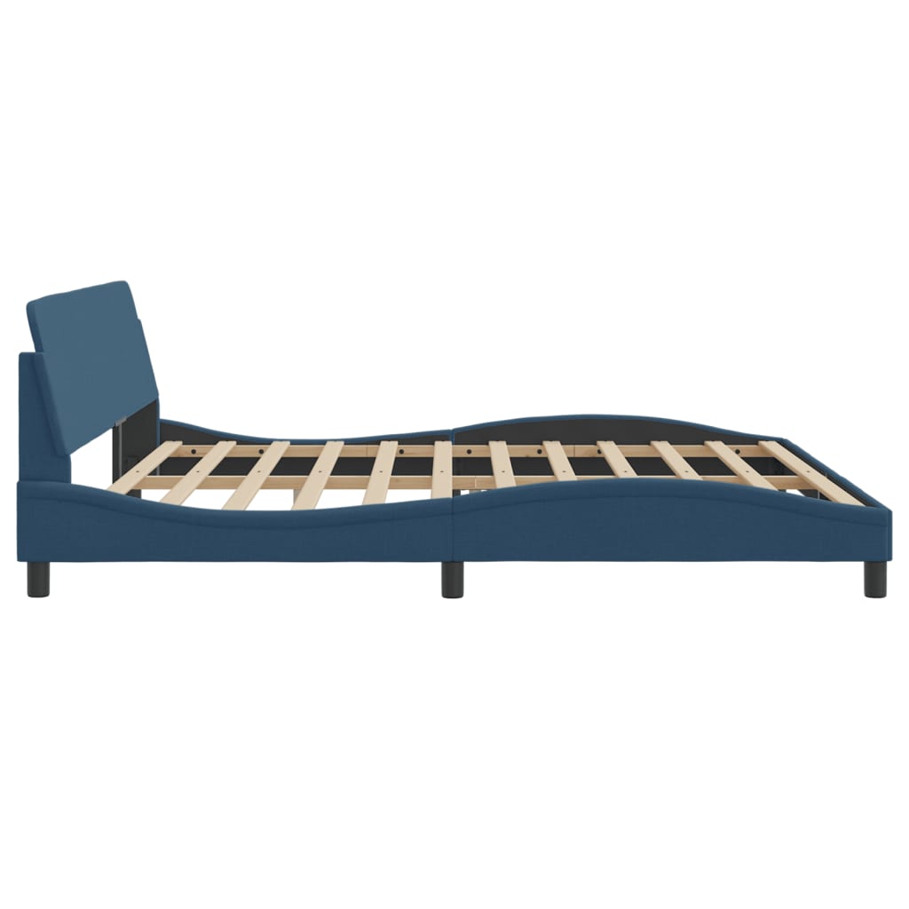 Cadre de lit sans matelas bleu 200x200 cm tissu - XIOS
