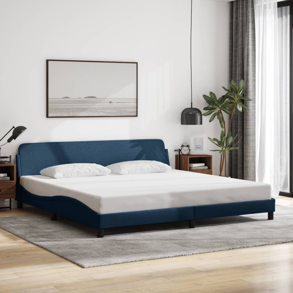 Cadre de lit sans matelas bleu 200x200 cm tissu - XIOS