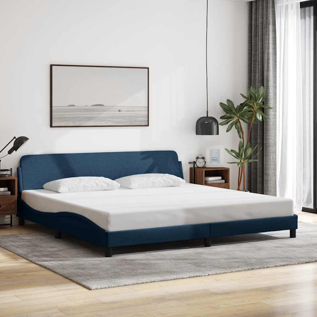 Cadre de lit Dover bleu 200x200 cm tissu