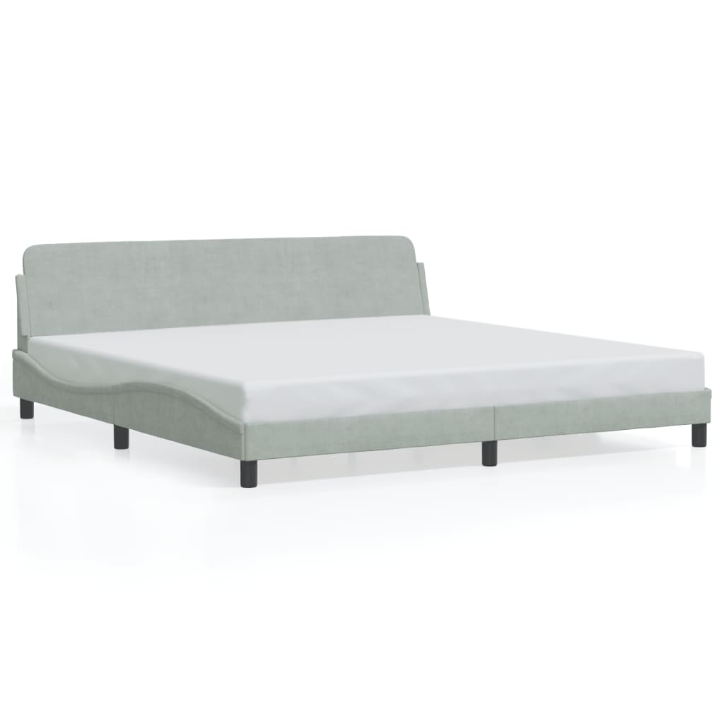 Cadre de lit sans matelas gris clair 200x200 cm velours - XIOS