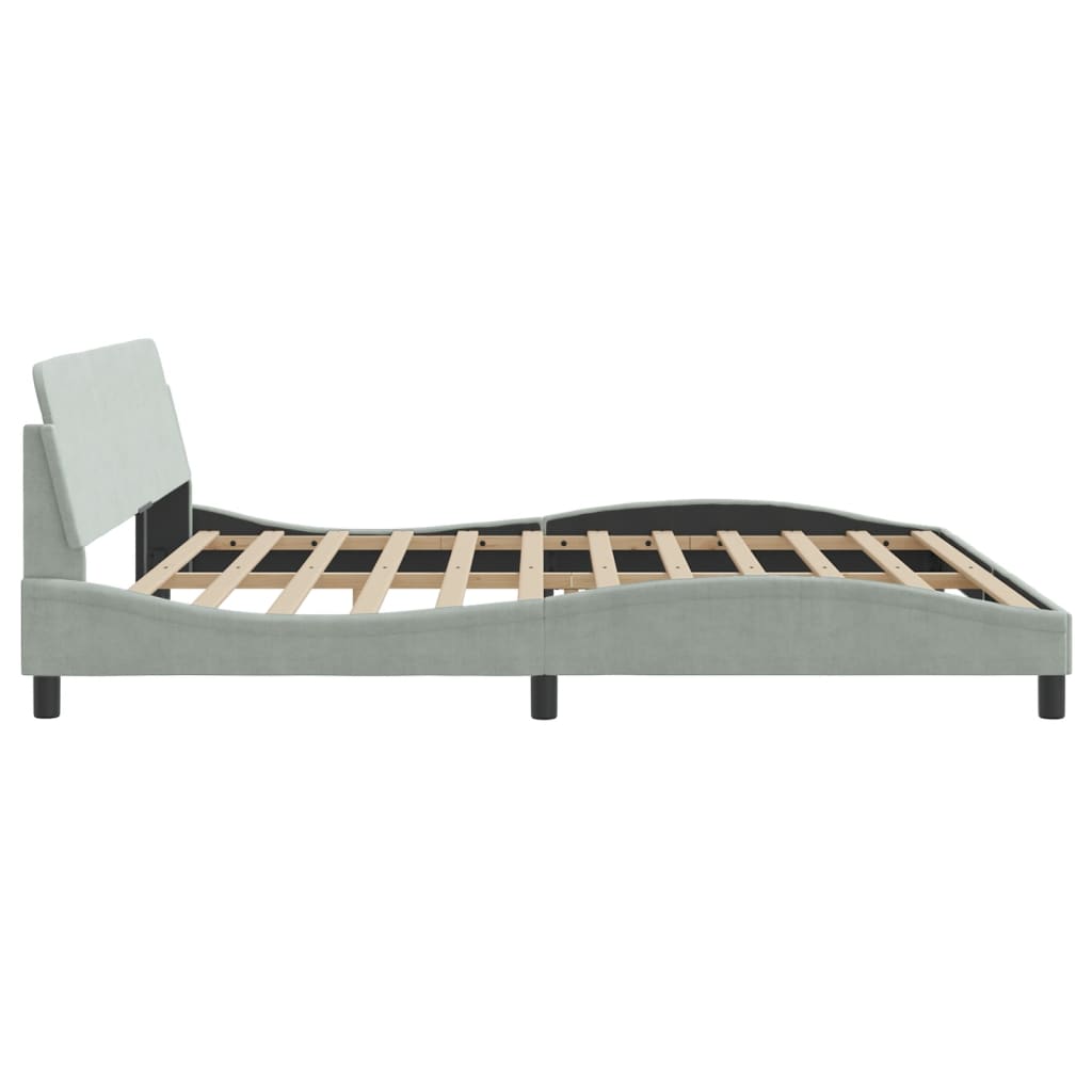 Cadre de lit sans matelas gris clair 200x200 cm velours - XIOS