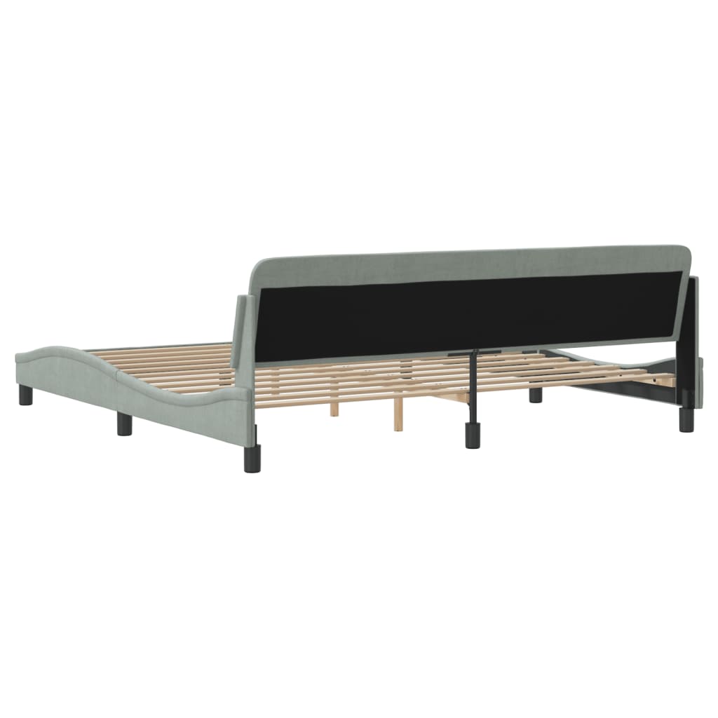 Cadre de lit sans matelas gris clair 200x200 cm velours - XIOS