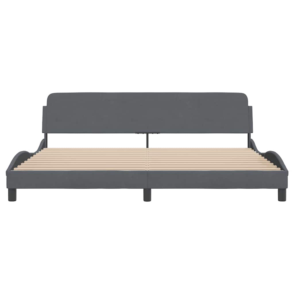 Cadre de lit Dover gris foncé 200x200 cm velours - XIOS