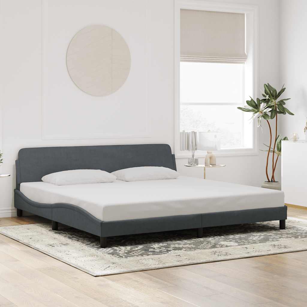Cadre de lit Dover gris foncé 200x200 cm velours - XIOS