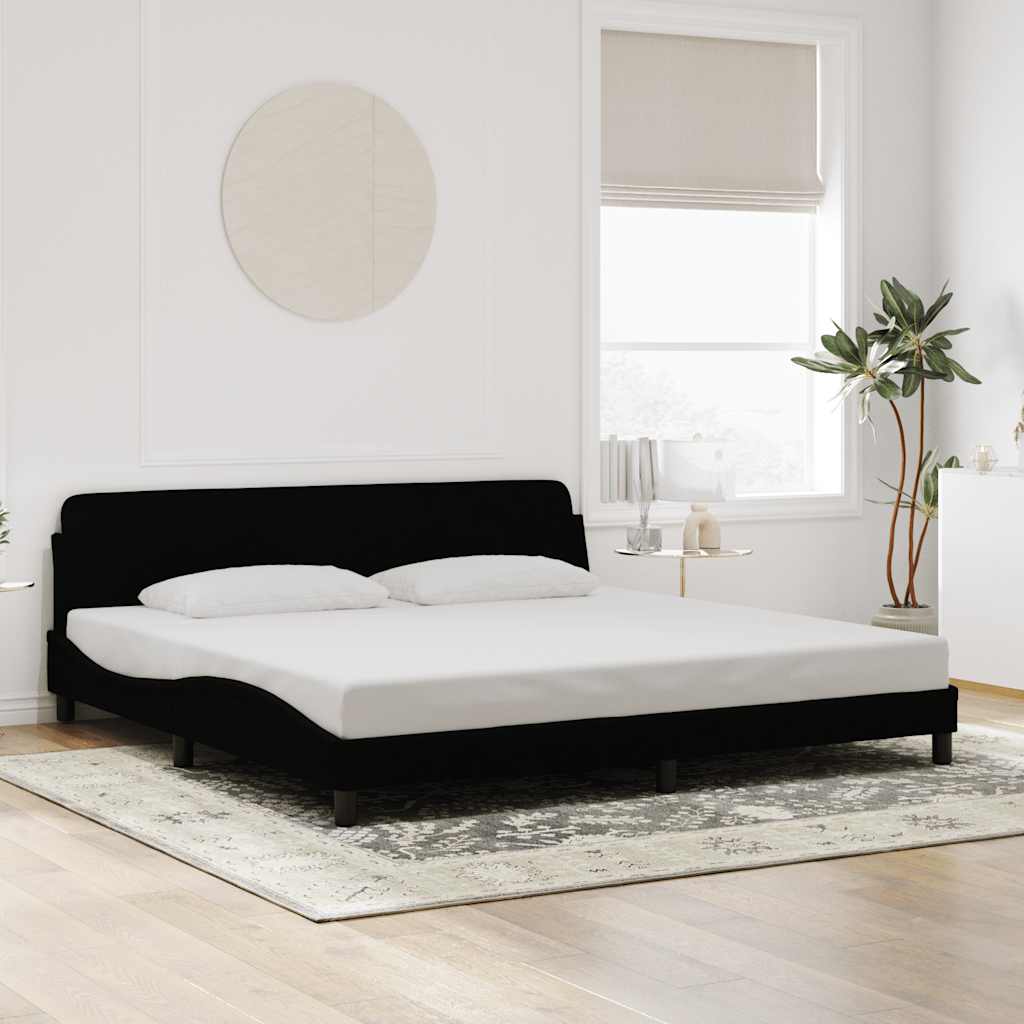 Cadre de lit Dover noir 200x200 cm velours