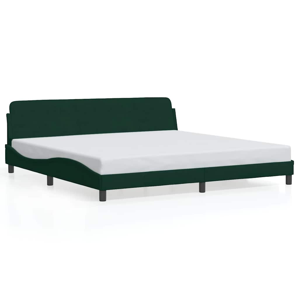 Cadre de lit Dover vert foncé 200x200 cm velours