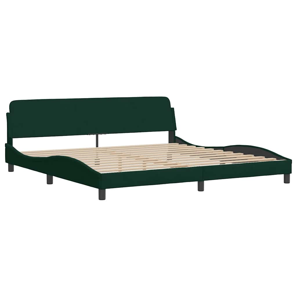 Cadre de lit Dover vert foncé 200x200 cm velours