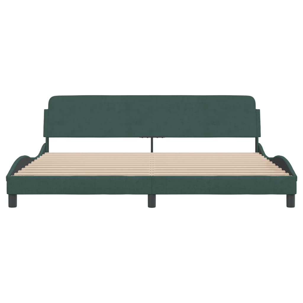 Cadre de lit sans matelas vert foncé 200x200 cm velours - XIOS
