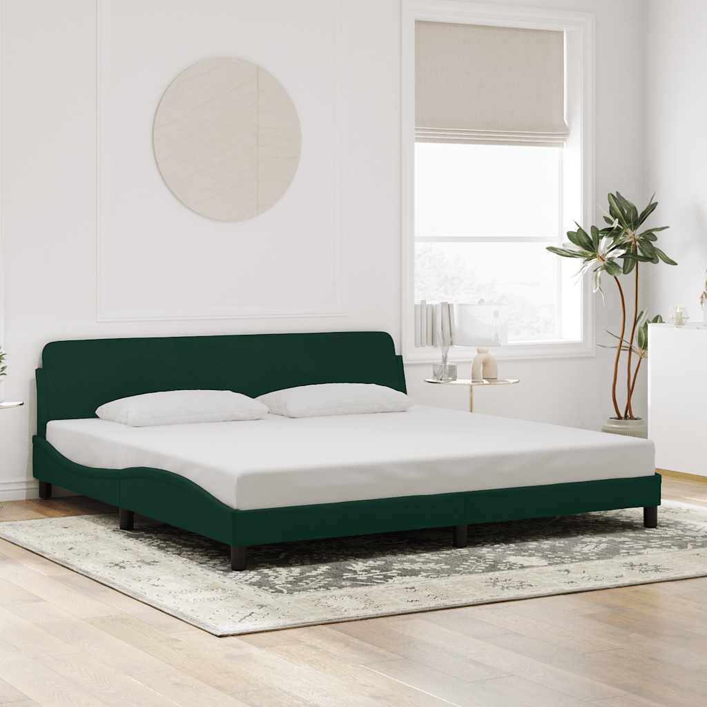 Cadre de lit Dover vert foncé 200x200 cm velours