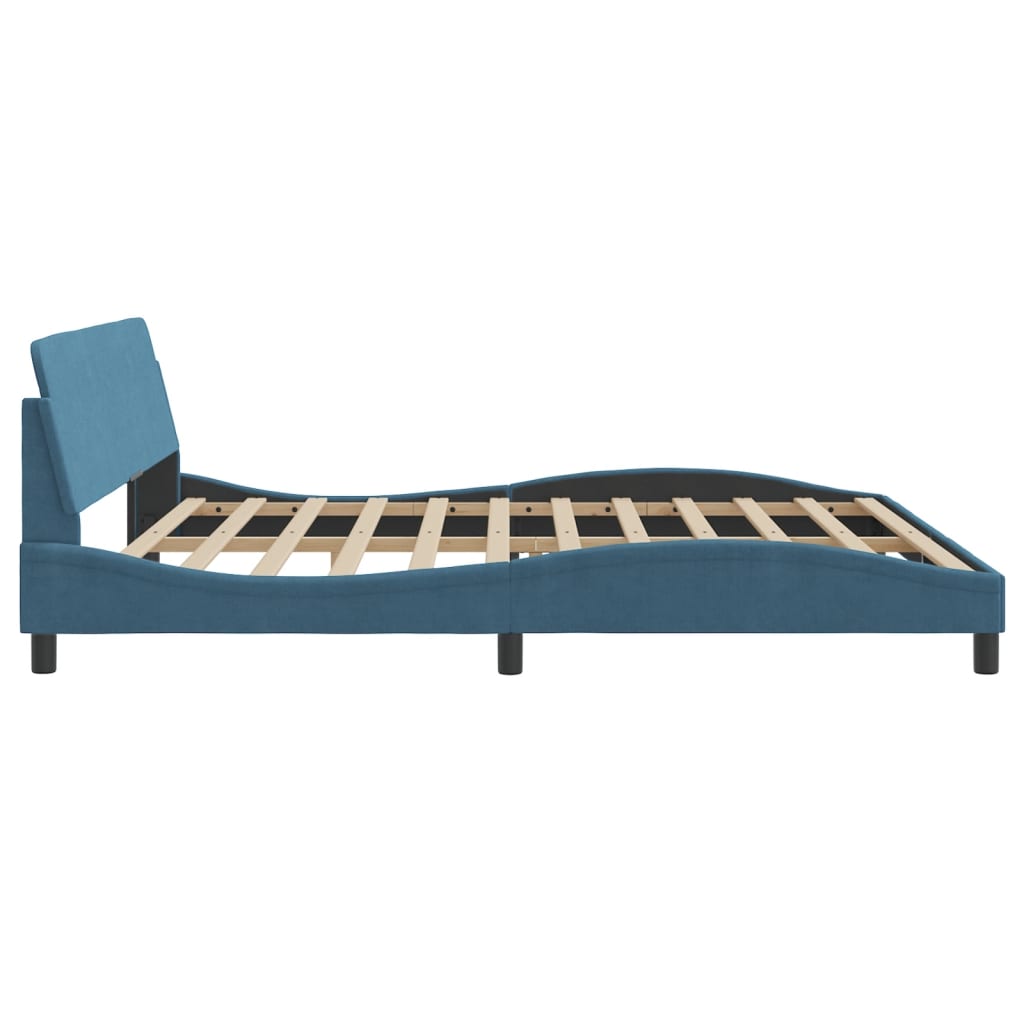 Cadre de lit sans matelas bleu 200x200 cm velours - XIOS
