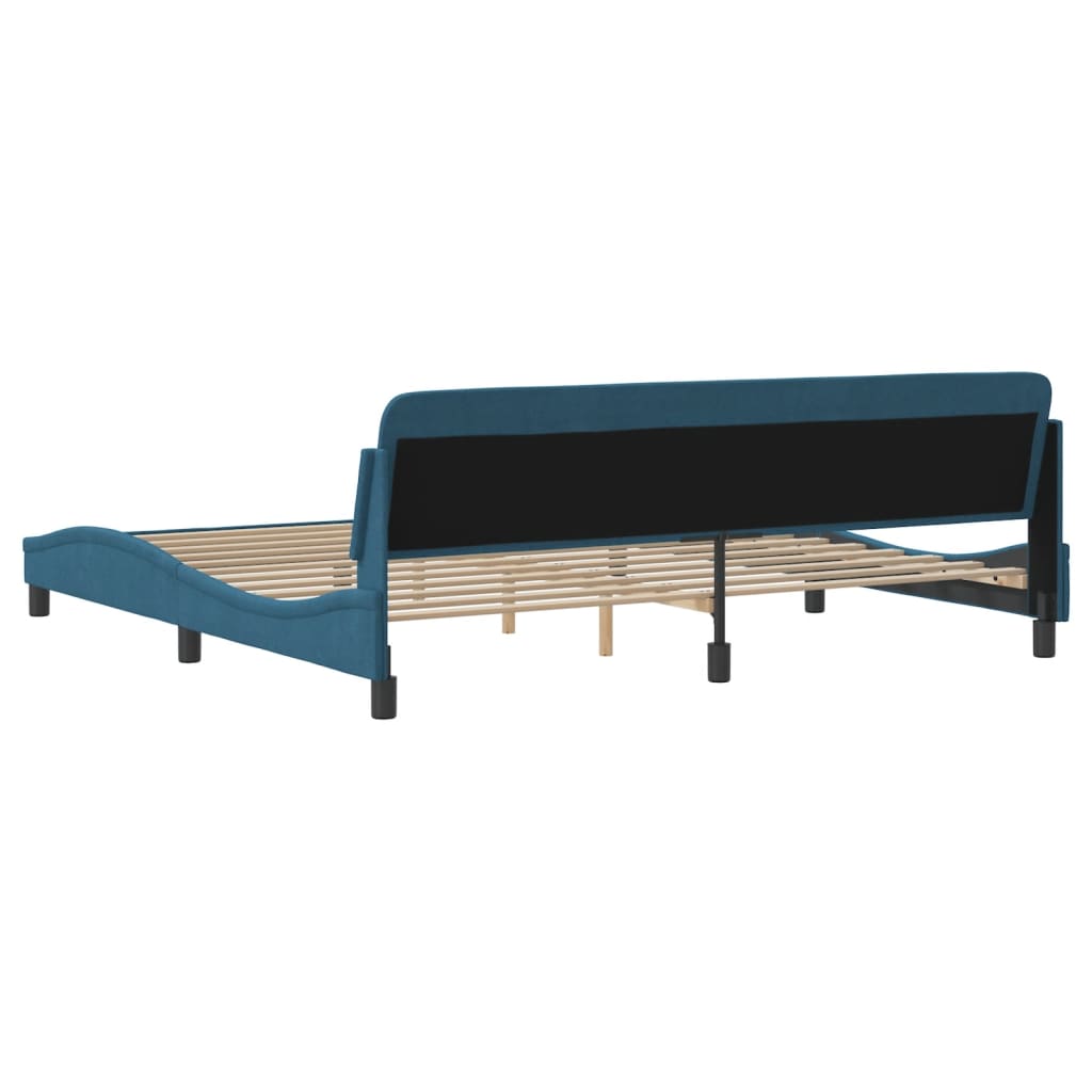 Cadre de lit sans matelas bleu 200x200 cm velours - XIOS