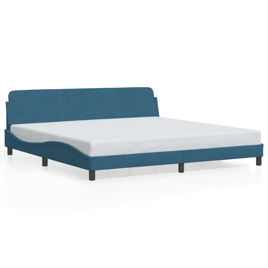 Cadre de lit sans matelas bleu 200x200 cm velours - XIOS