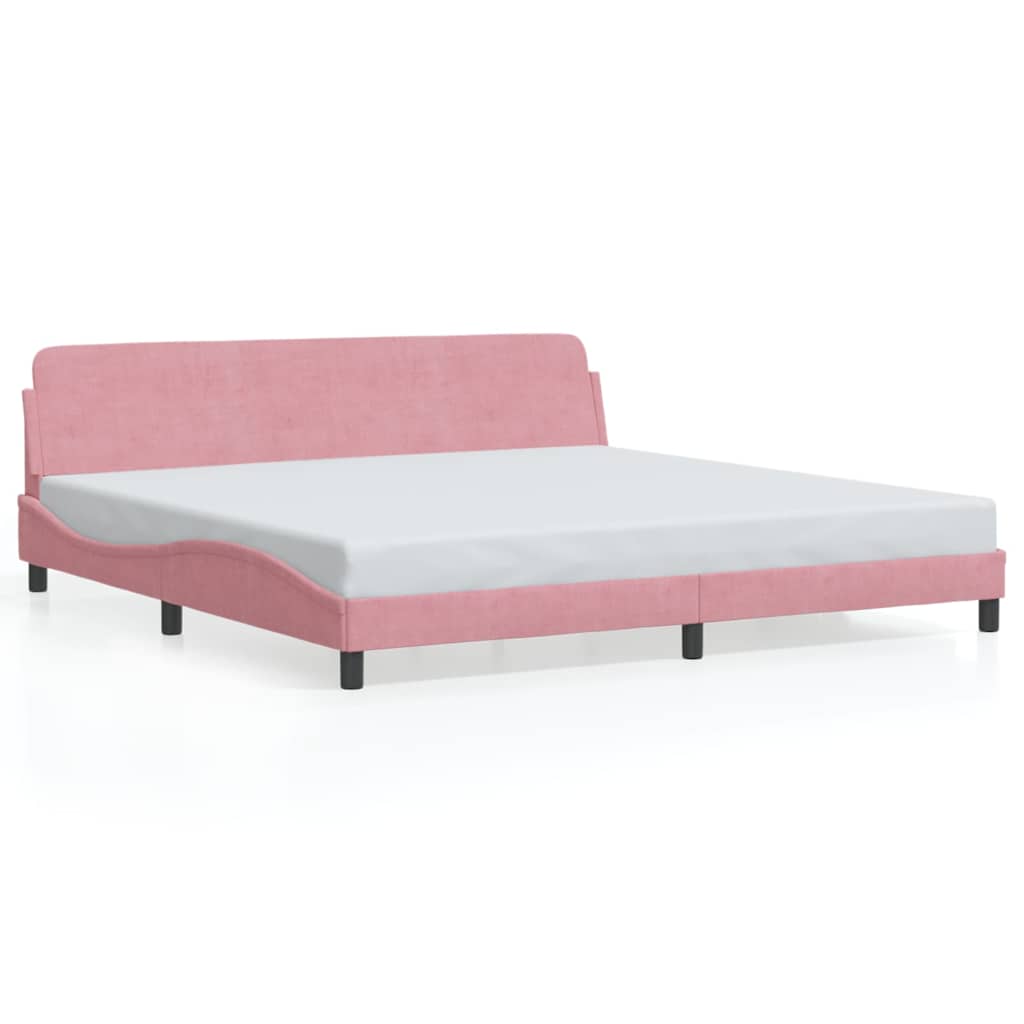Cadre de lit Dover rose 200x200 cm velours