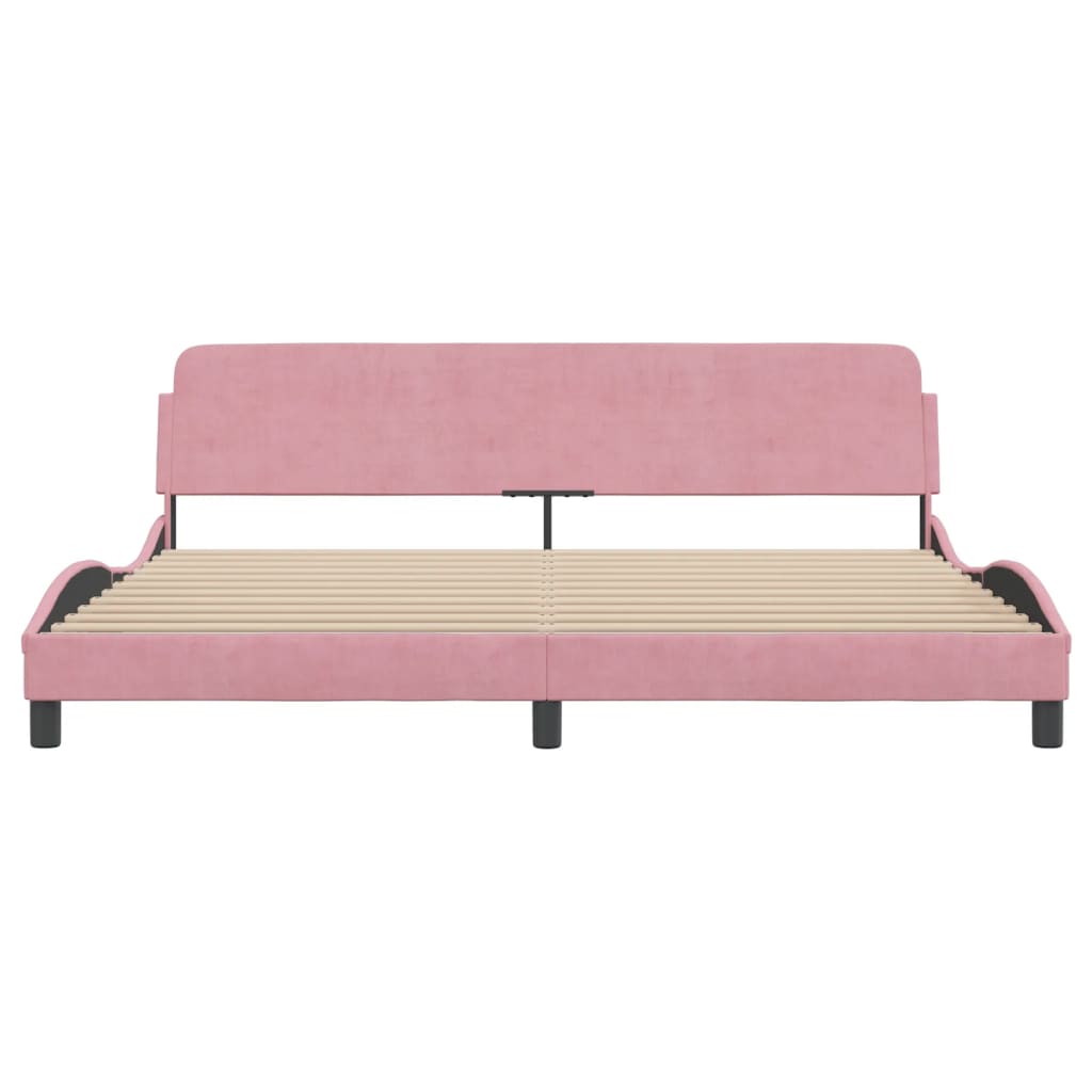 Cadre de lit sans matelas rose 200x200 cm velours - XIOS