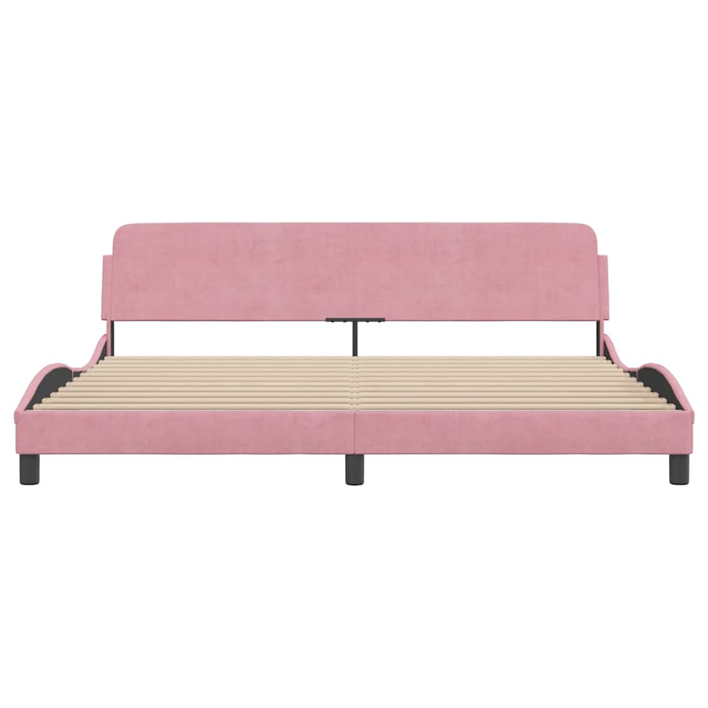 Cadre de lit Dover rose 200x200 cm velours