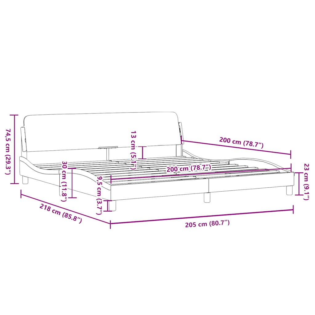 Cadre de lit Dover noir 200x200 cm similicuir - XIOS