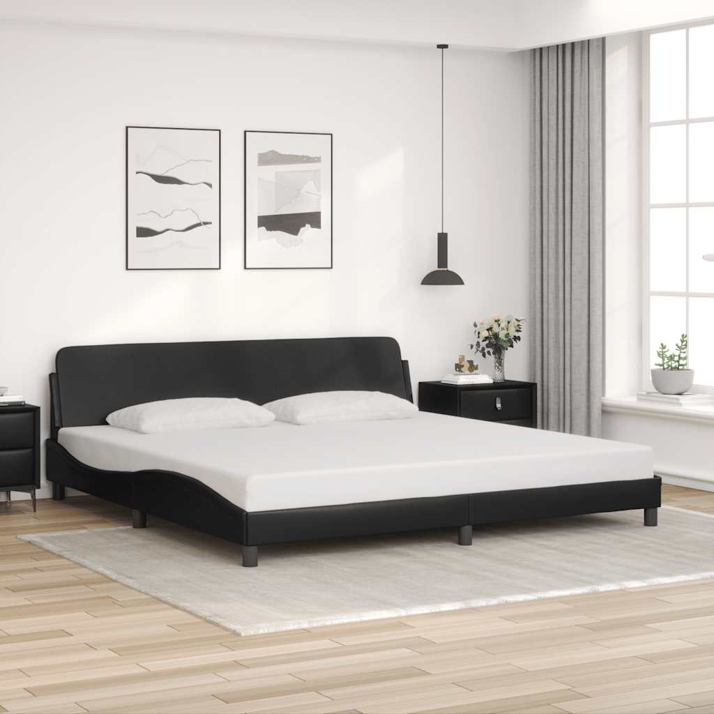 Cadre de lit Dover noir 200x200 cm similicuir - XIOS