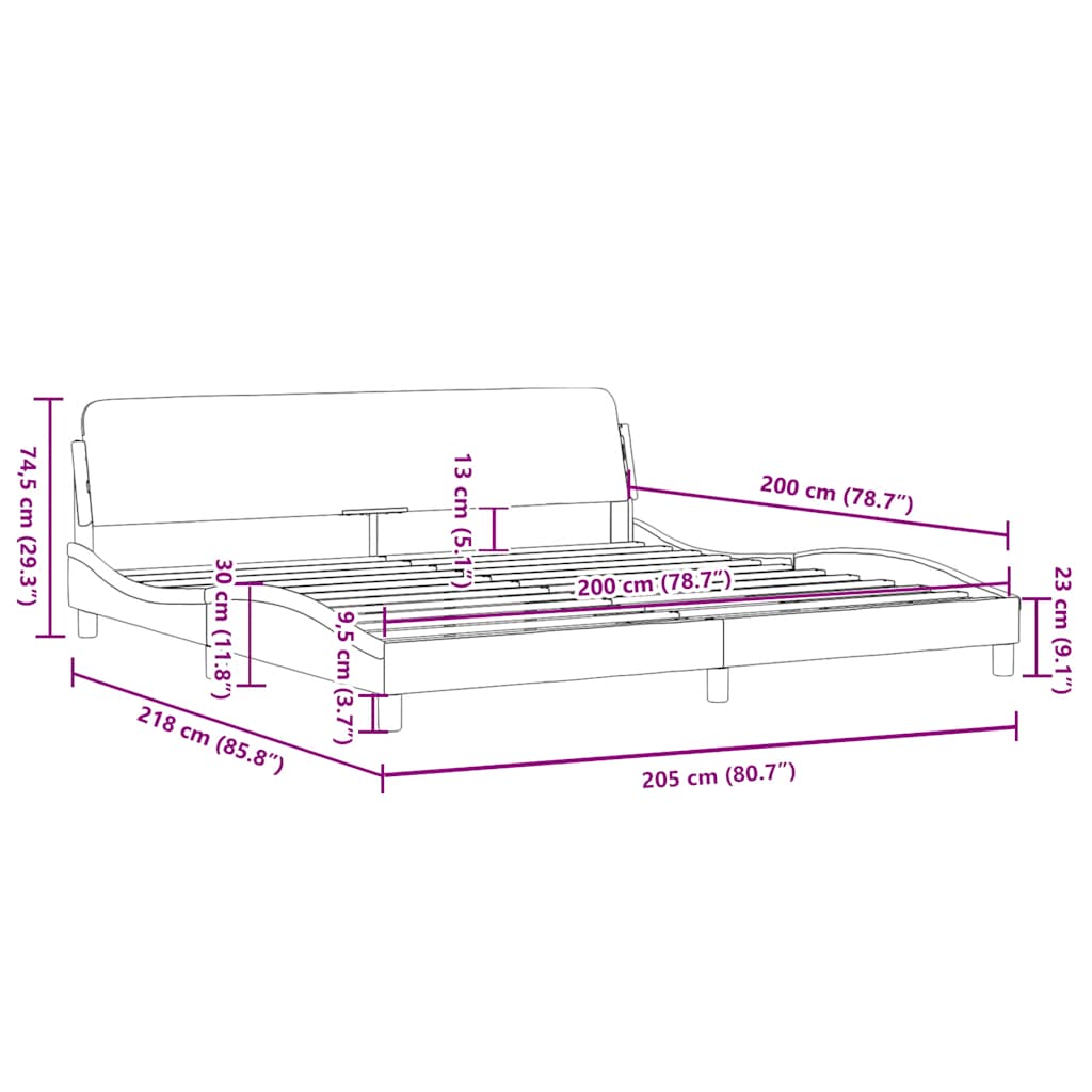 Cadre de lit Dover cappuccino 200x200 cm similicuir