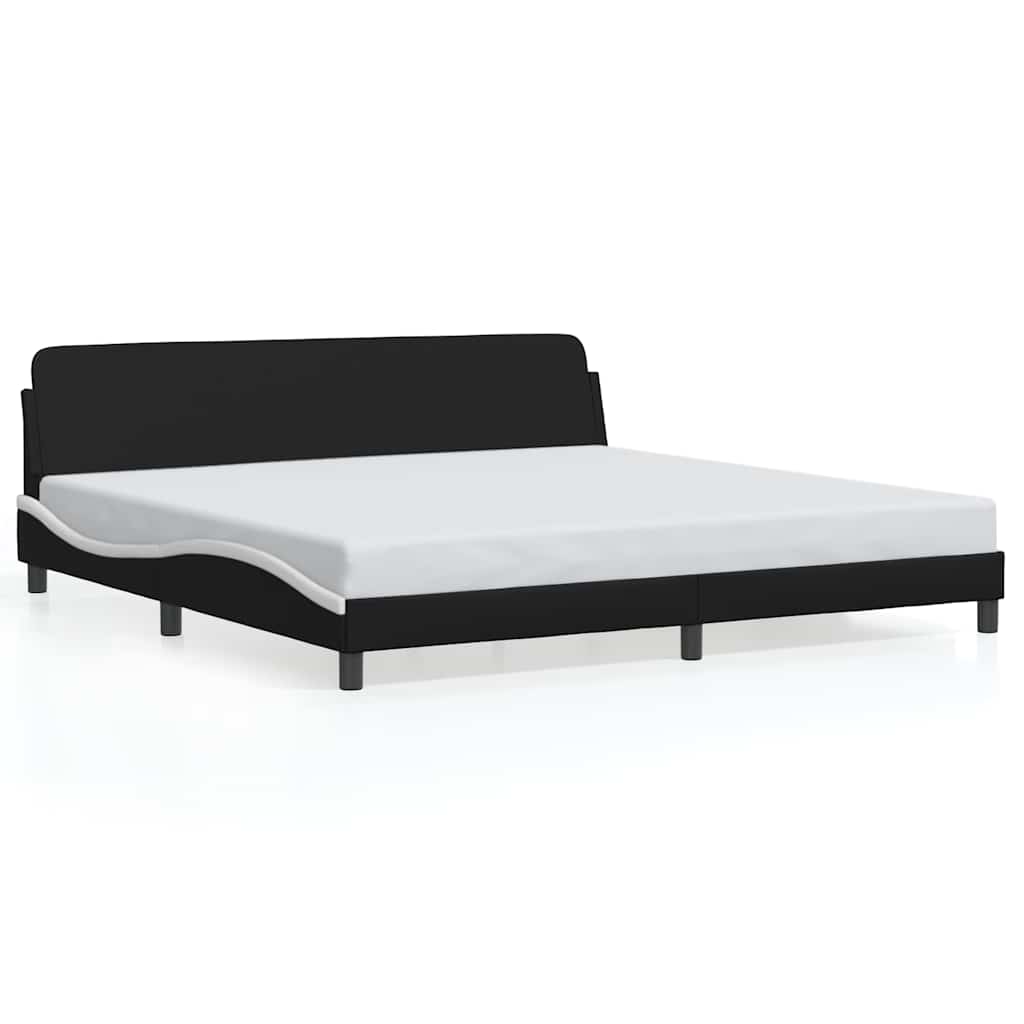 Cadre de lit Dover noir et blanc 200x200 cm similicuir - XIOS