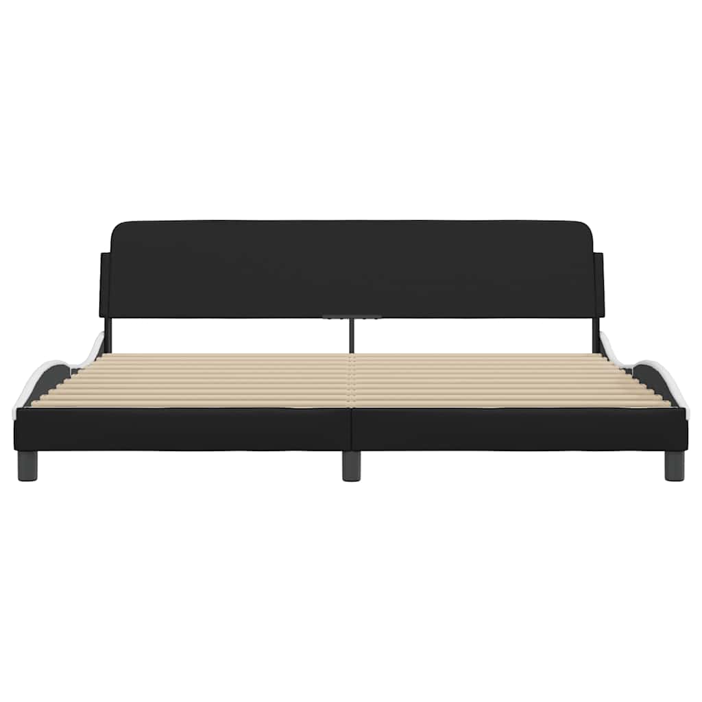 Cadre de lit Dover noir et blanc 200x200 cm similicuir - XIOS
