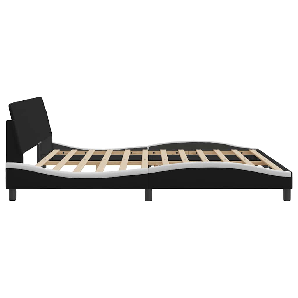 Cadre de lit Dover noir et blanc 200x200 cm similicuir - XIOS