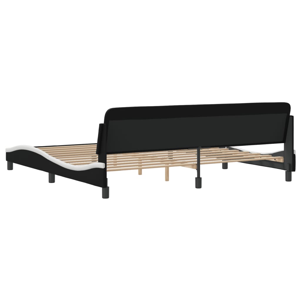 Cadre de lit Dover noir et blanc 200x200 cm similicuir - XIOS