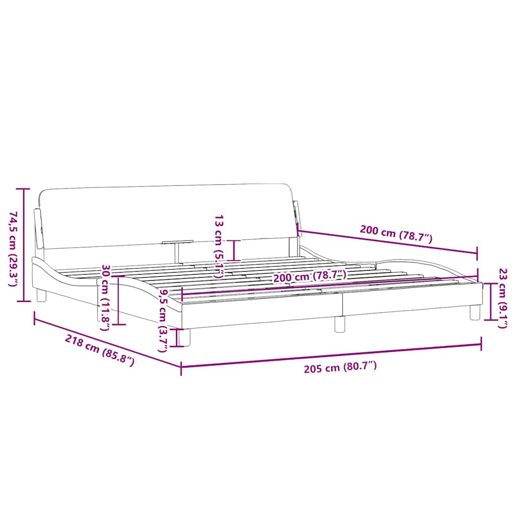 Cadre de lit Dover noir et blanc 200x200 cm similicuir - XIOS
