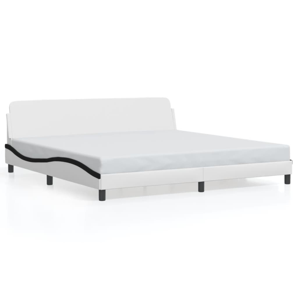 Cadre de lit Dover blanc et noir 200x200 cm similicuir - XIOS