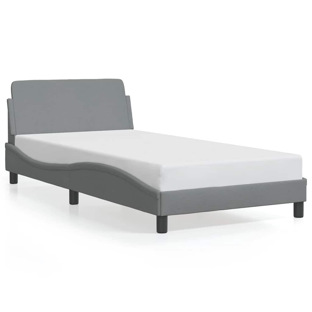 Cadre de lit Dover gris clair 100x190 cm tissu - XIOS