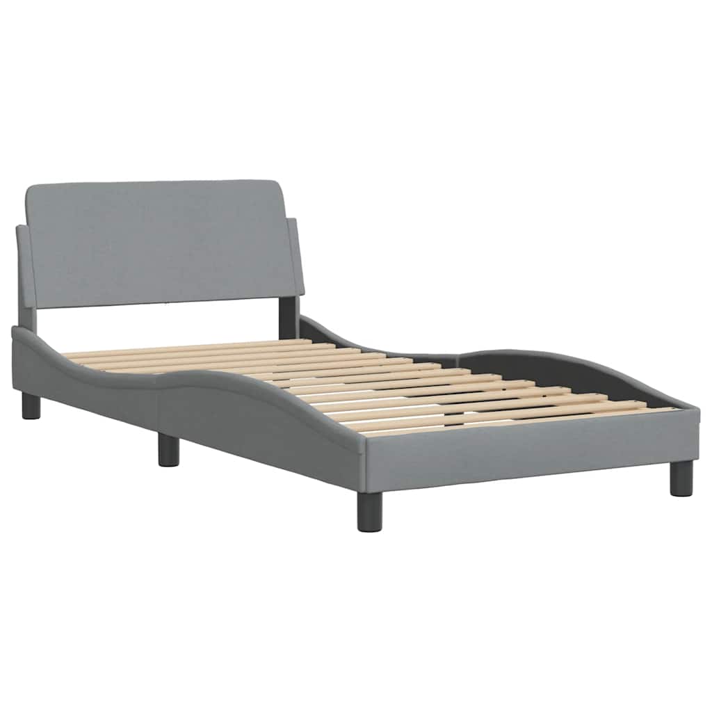 Cadre de lit Dover gris clair 100x190 cm tissu - XIOS