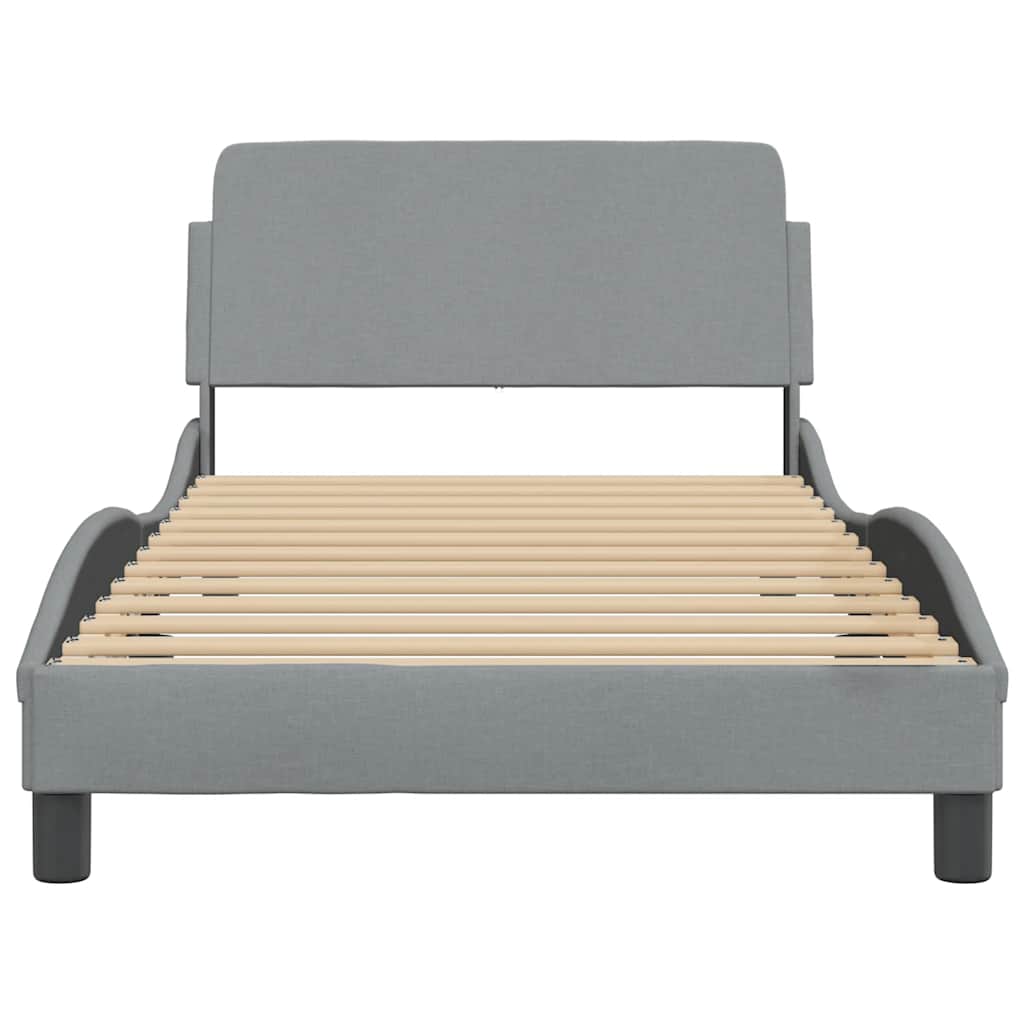 Cadre de lit Dover gris clair 100x190 cm tissu - XIOS